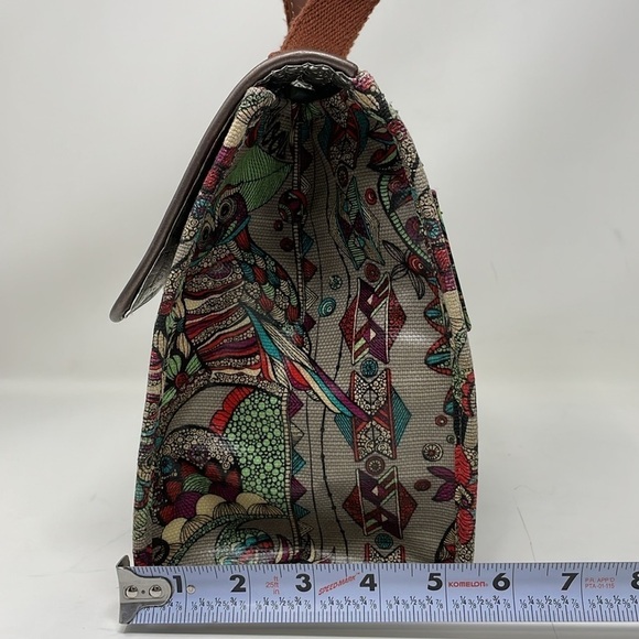 Sakroots Lunchbox Women's Brown Red Owl Print Insulated Hook & Loop Closure - Picture 9 of 14